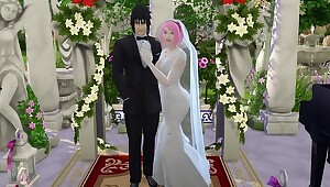 La Boda de Sakura Parte 1 Naruto Hentai Netorare Esposa Vestida de Novia Engaada Marido Cornudo Anime